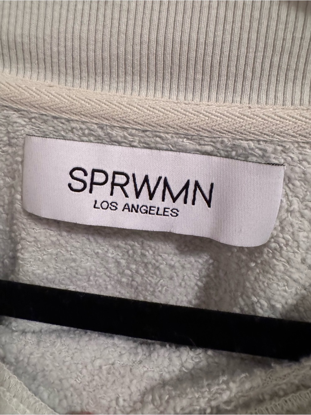 SPRWMN Light Gray Crewneck Sweatshirt with Yellow Logo - Picture 3 of 5